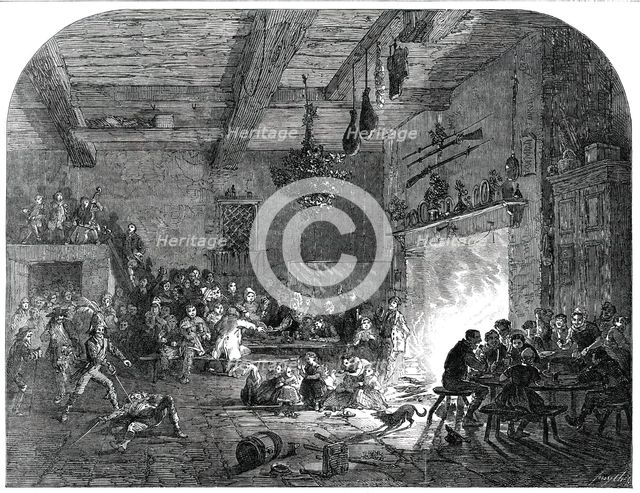 Christmas Eve in Devonshire - the Mummers coming in, 1850. Creators: Stockdale, Smyth.