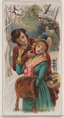 Christmas, England, from the Holidays series (N80) for Duke brand cigarettes, 1890., 1890. Creator: George S. Harris & Sons