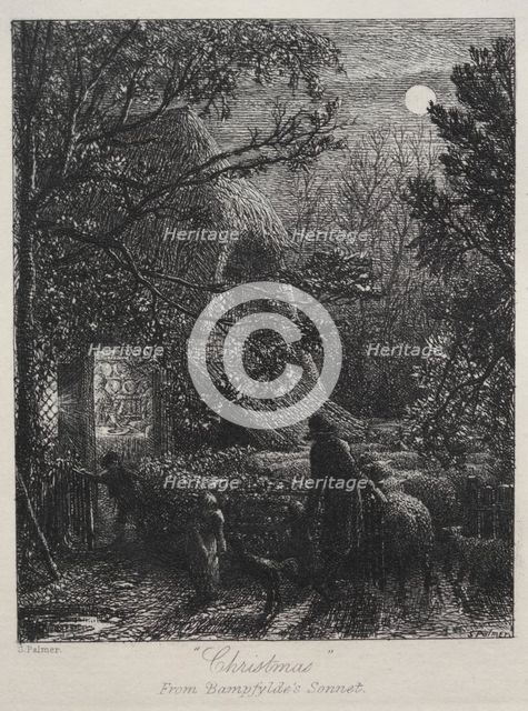Christmas (Folding the Last Sheep), 1850. Creator: Samuel Palmer (British, 1805-1881).