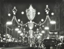 Christmas illuminations on Regent Street, West End, looking south to the Quadrant, London , 1970. Creator: Unknown