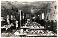 Christmas in the mess hall, Fort Sheridan, Illinois, USA, 1940