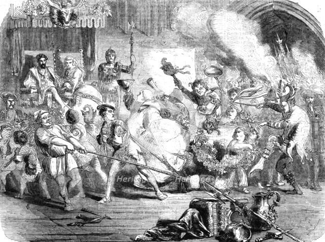 'Christmas in the Olden Time; Drawing in the Yule log', 1854. Creator: Unknown.