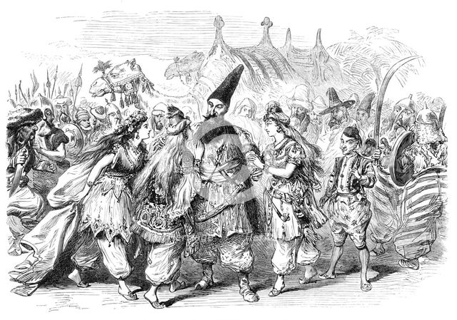 Christmas Pantomimes and Burlesques: scene from "Beauty and the Beast" at Drury-Lane Theatre, 1870. Creator: Unknown.