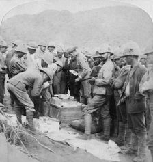 Christmas presents from home, to the troops with Methuen at Modder River South Africa, 1900.Artist: Underwood & Underwood