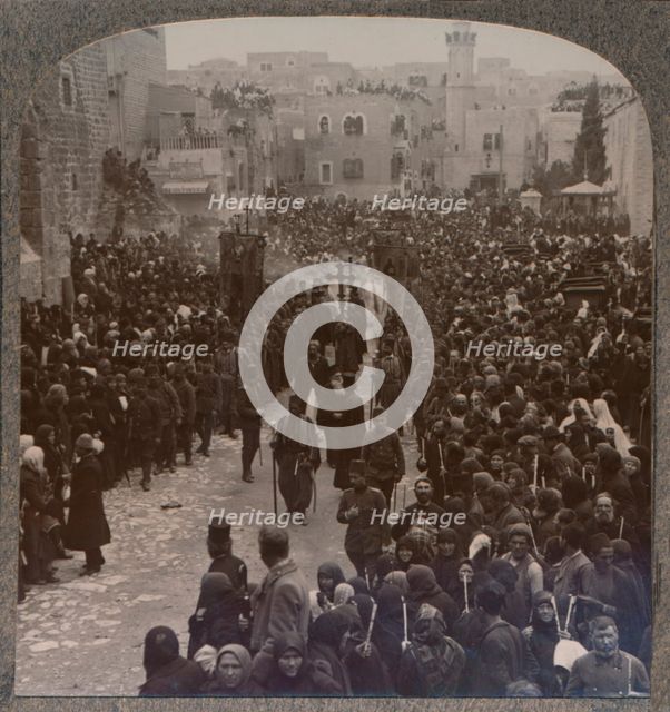 'Christmas procession in Bethlehem', c1900. Artist: Unknown.
