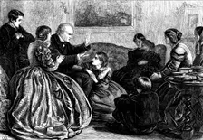 Christmas Story-telling - drawn by J. E. Millais, 1862. Creator: Dalziel Brothers
