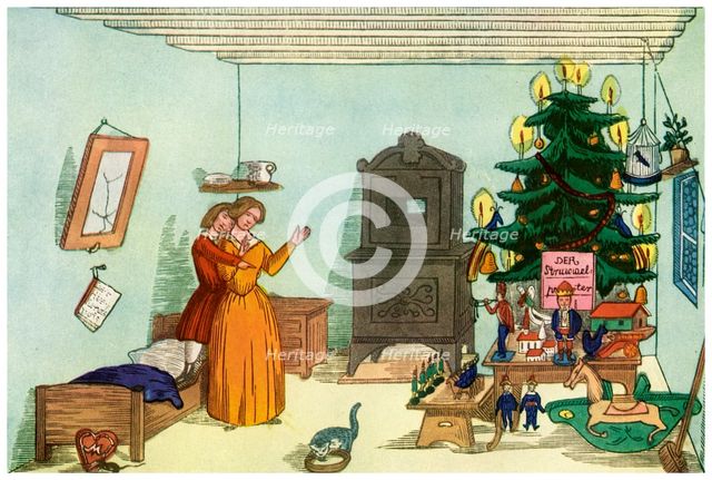 Christmas scene from King Nutcracker by Heinrich Hoffmann, 1853 (1956). Artist: Unknown