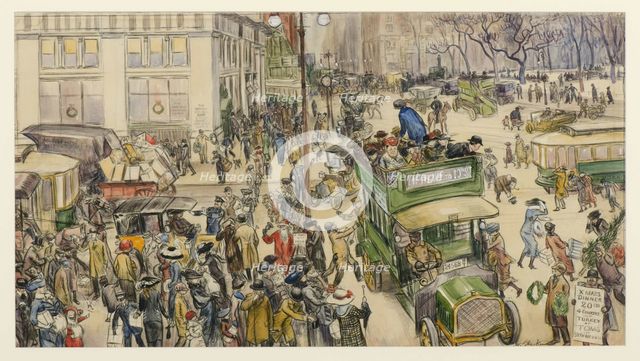 Christmas Shoppers, Madison Square, 1912. Artist: Glackens, William James (1870-1938)