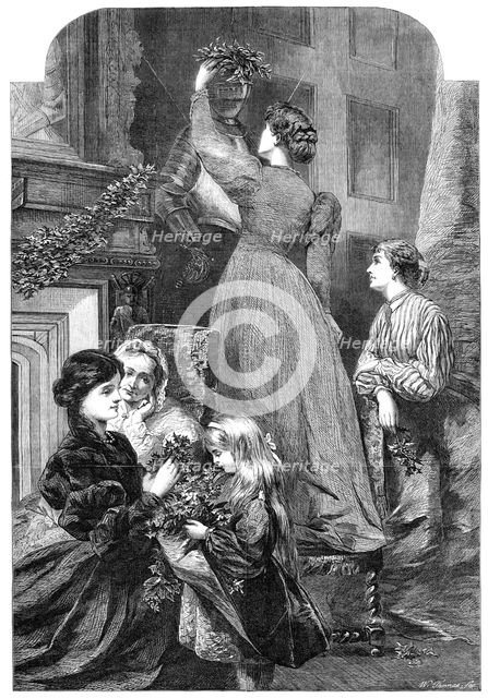 "Christmas Time", by Miss E. Osborne, in the exhibition of the Royal Academy, 1865. Creator: W Thomas.