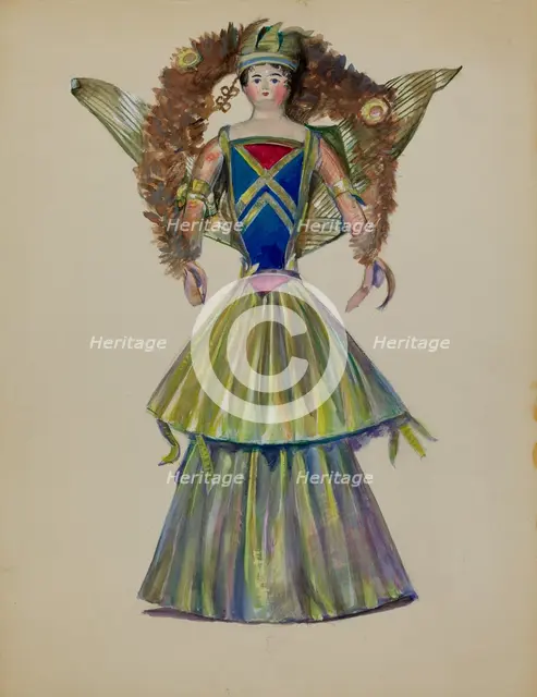 Christmas Tree Doll, c. 1936. Creator: Mina Lowry.