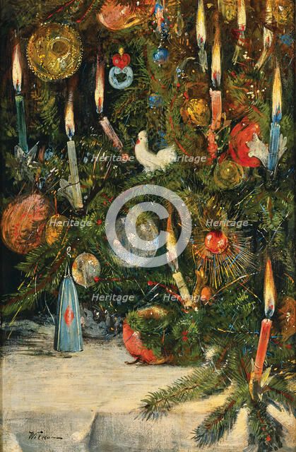 Christmas tree decorated with lights. Creator: Willmann, Rudolf Bernhard (1868-1919).