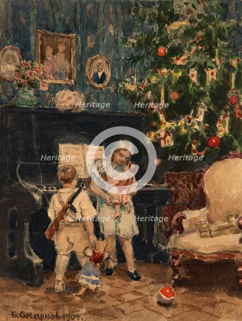 Christmas Tree in the House of Wealthy Residents of Irkutsk, 1904. Creator: Boris Vasilievich Smirnov.