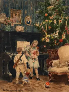 Christmas Tree in the House of Wealthy Residents of Irkutsk, 1904. Creator: Boris Vasilievich Smirnov
