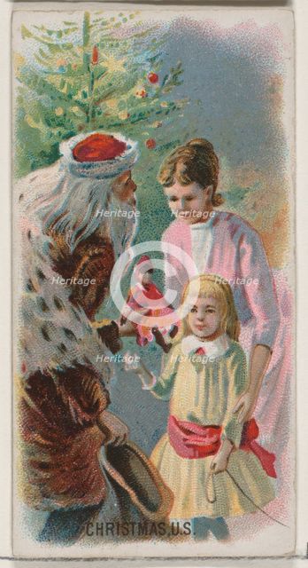 Christmas, United States, from the Holidays series (N80) for Duke brand cigarettes, 1890., 1890. Creator: George S. Harris & Sons.