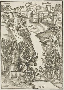 Christ's Entry into Jerusalem, from Passio domini nostri Jesu Christi, c.1503. Creators: Urs Graf, Johann Knobloch
