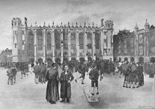 Christ's Hospital, Newgate Street - Boys in playground 1891. Creator: William Luker