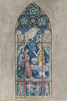 Christus Resurrexit, sketch for a stained glass window in Pori Church, 1924. Creator: Magnus Enckell