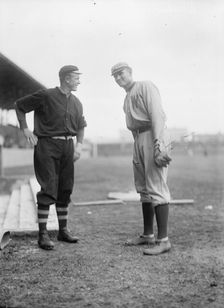 Christy Mathewson And Walter Johnson, New York Nl (Black) And Washington Al (Baseball), 1912. Creator: Harris & Ewing
