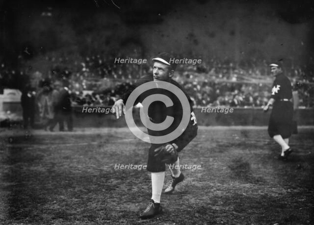 Christy Mathewson, New York, NL - World Series warm up (baseball), 1911. Creator: Bain News Service.