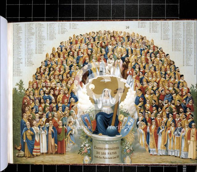 Chronological table of the Popes from Saint Peter to Leon XIII, lithography.