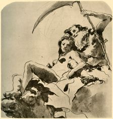 Chronos and a Young Woman mid 18th century, (1928). Artist: Giovanni Battista Tiepolo