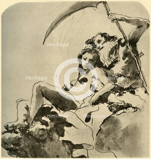 'Chronos and a Young Woman', mid 18th century, (1928). Artist: Giovanni Battista Tiepolo.