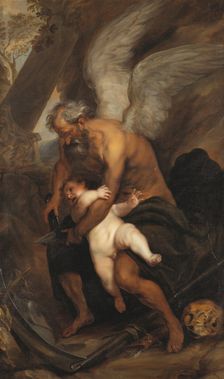Chronos Clipping the Wings of Cupid, c.1640. Creator: Unknown