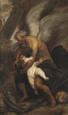 Chronos Clipping the Wings of Cupid, c.1640. Creator: Unknown