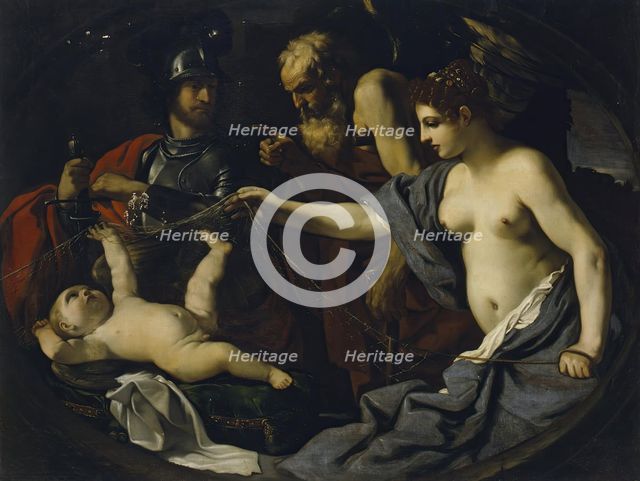 Chronos, Mars, Cupid and Venus, (copy), c17th century. Creator: Workshop of Guercino.