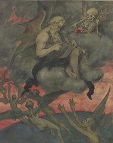 Chronos sharpens the scythe, c1860s. Creator: Hans Thoma