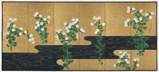 Chrysanthemums by a Stream, late 1700s-early 1800s. Creator: Ogata Korin (Japanese, 1658-1716), follower of