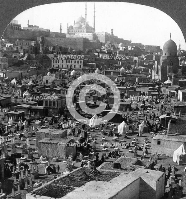 'Citadel and Mohammed Ali Mosque beyond Bab-el-Wezir cemetery, Cairo, Egypt', 1905.Artist: Underwood & Underwood