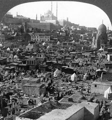 Citadel and Mohammed Ali Mosque beyond Bab-el-Wezir cemetery, Cairo, Egypt 1905.Artist: Underwood & Underwood