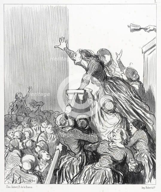 Citoyennes on fait courir le bruit que le divorce est sur le point de nous être refusé..., 1848. Creator: Honore Daumier.