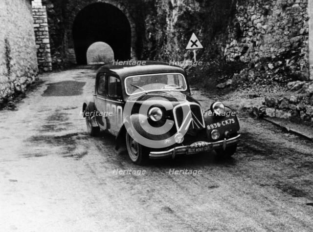 Citroën 15/6 in the Monte Carlo Rally, 1955. Artist: Unknown