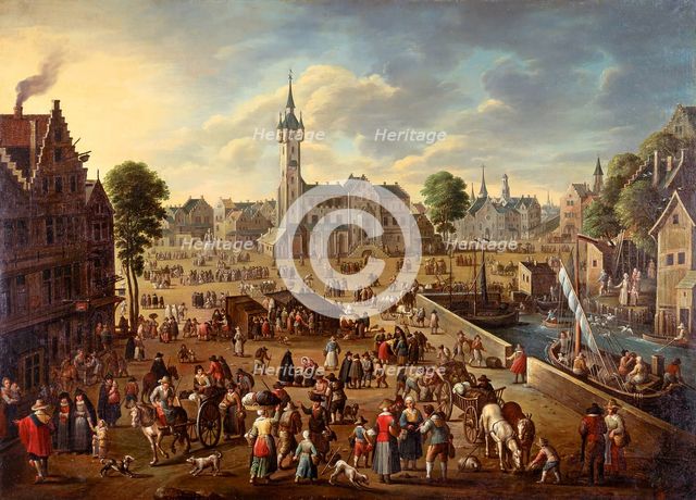 City view of the Main Square in Lier, ca 1620-1625. Artist: Flemish master  