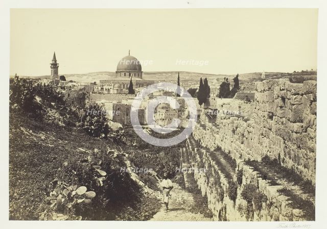 City Wall and Mosque of Omar, Jerusalem, 1857. Creator: Francis Frith.