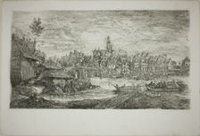 City with Stone Bridge, 1865. Creator: Rodolphe Bresdin