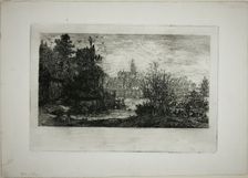 City with Stone Bridge, 1865. Creator: Rodolphe Bresdin