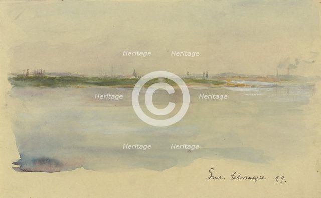 City at the riverside, 1899. Creator: Gustav Schraegle.