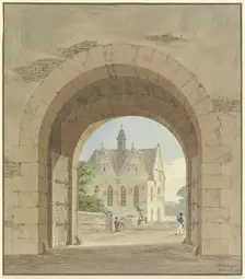 City gate with a view of a church, 1826. Creator: Friedrich Maximilian Hessemer