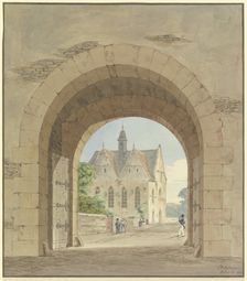 City gate with a view of a church, 1826. Creator: Friedrich Maximilian Hessemer