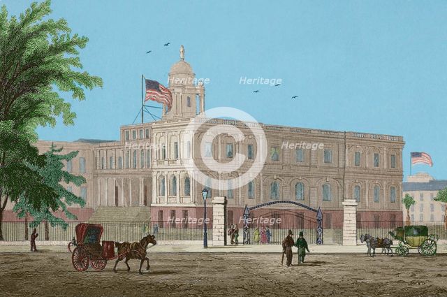 City hall, New York, 1837, (1850).  Creator: Jules Louis Arnout.