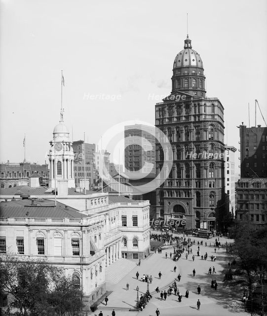 City Hall and World Building, New York., c1905. Creator: Unknown.