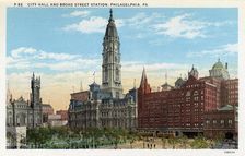 City Hall and Broad Street Station, Philadelphia, Pennsylvania, USA, 1926