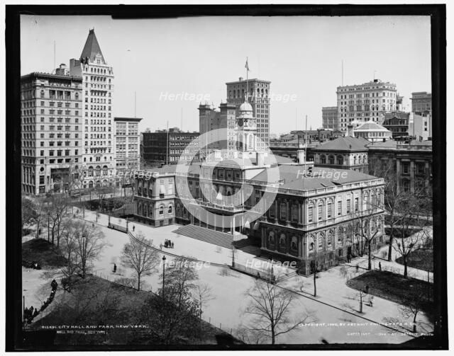 City Hall and park, New York, c1900. Creator: Unknown.