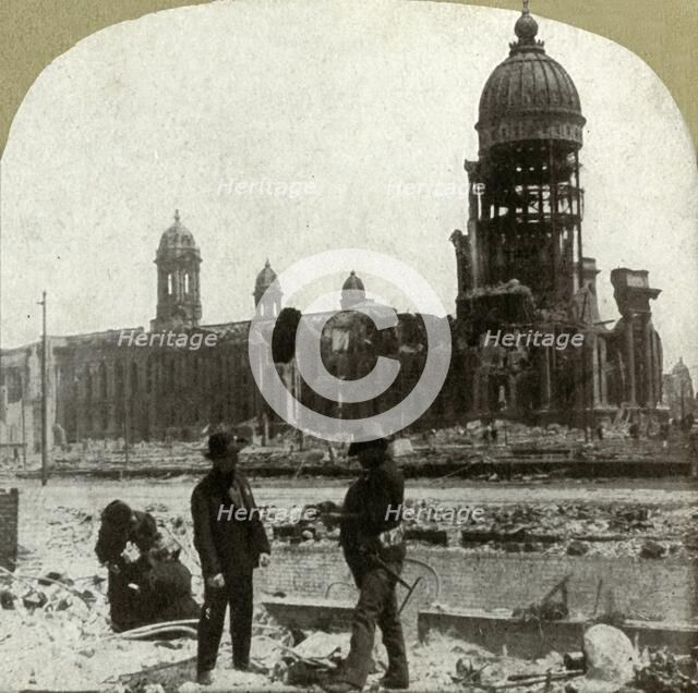 'City Hall from McAllister St. looking northeast', 1906.  Creator: Unknown.