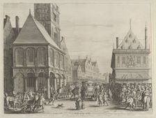 City magistrates taking leave of Marie de Medici before the town hall, from Caspar Barlaeu..., 1638. Creator: Salomon Savery