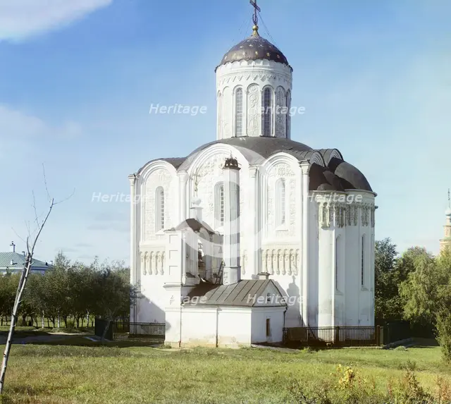 City of Vladimir: Dmitrievsky Cathedral, from the east, 1911. Creator: Sergey Mikhaylovich Prokudin-Gorsky.