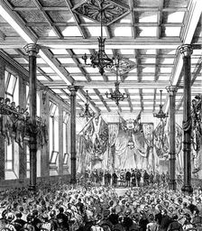 City of London College: the Prince and Princess of Wales in the Lecture-Hall at the Opening, 1883. Creator: Unknown